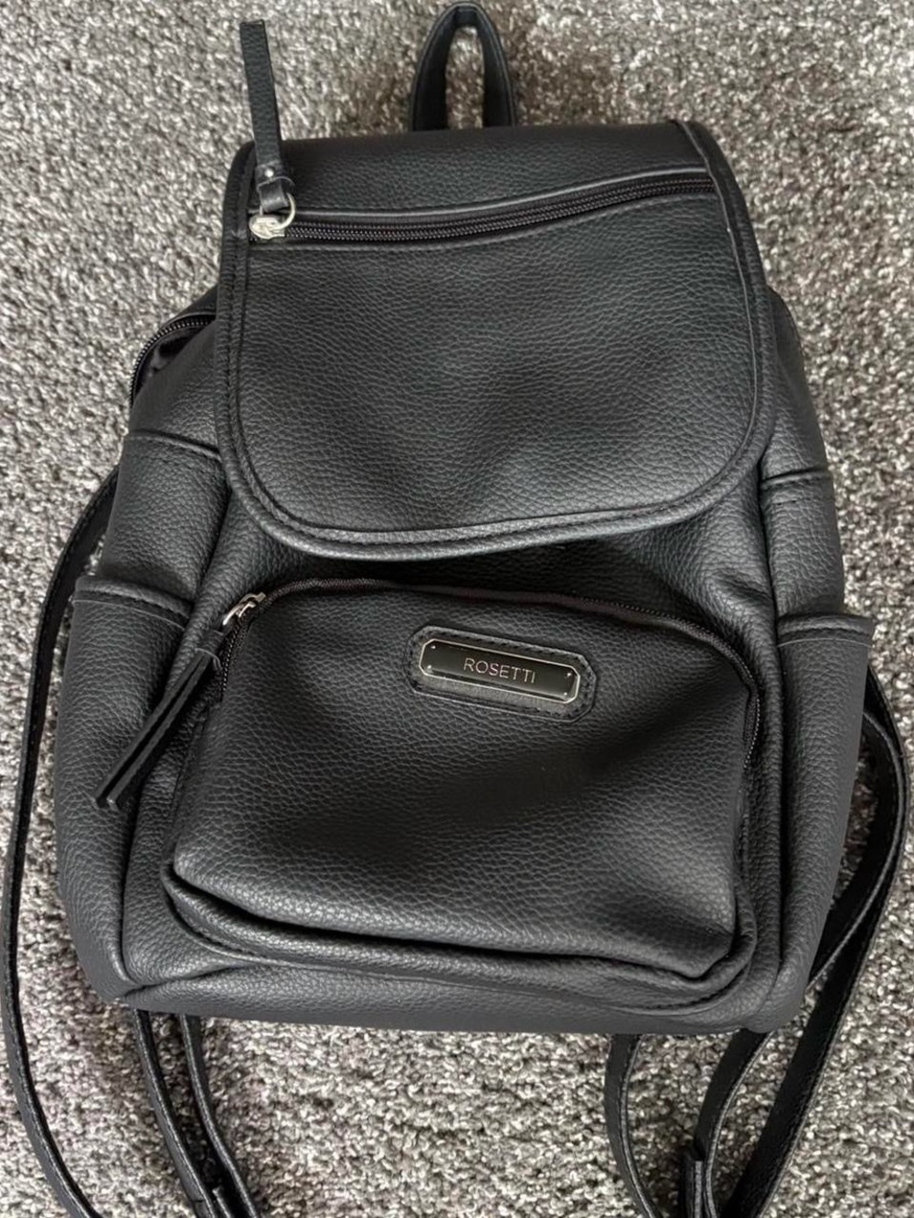Rosetti Black Textured Leather Mini Backpack